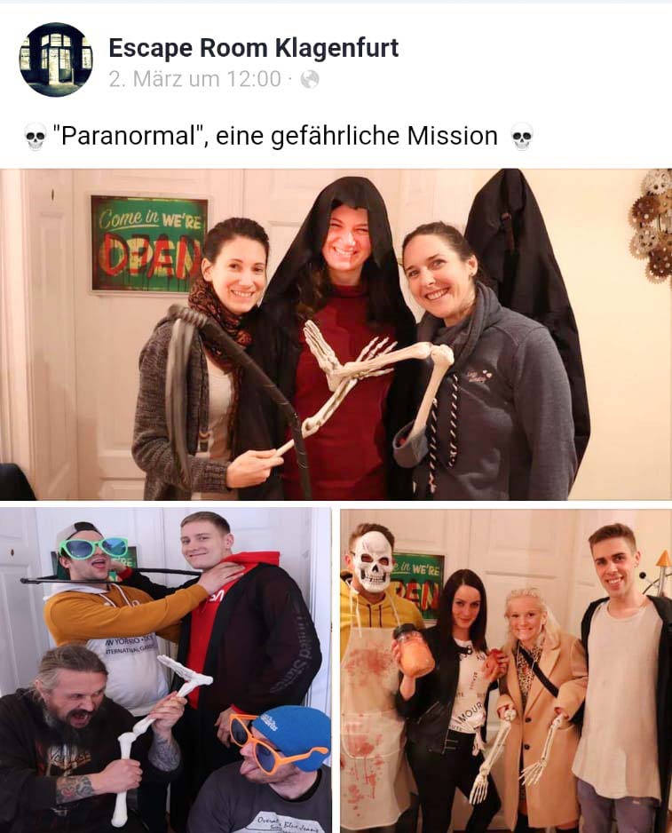 Facebook Seite von Escape Room Klagenfurt